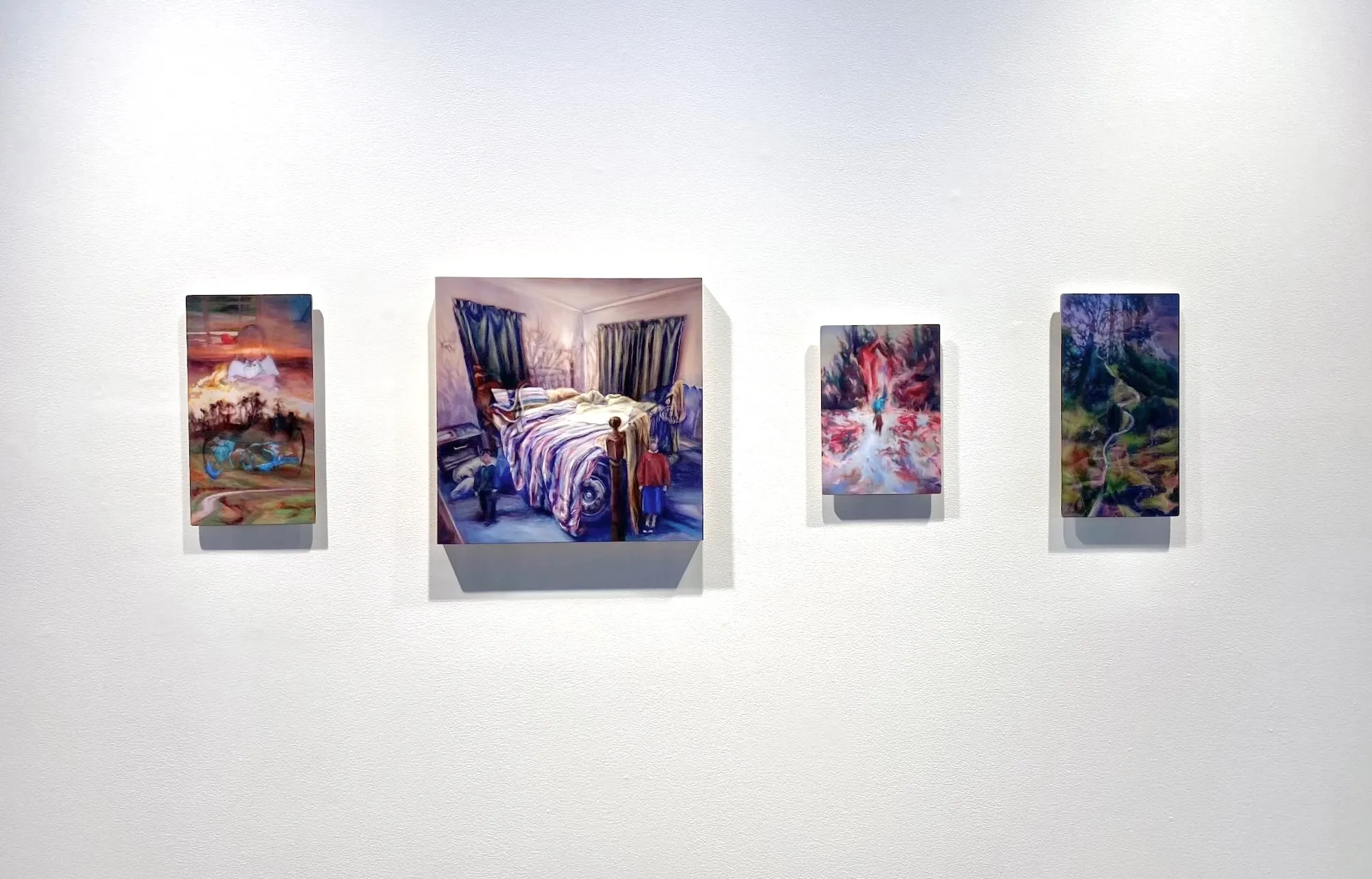 Four of five works in the group show Ways of Knowing, 2024